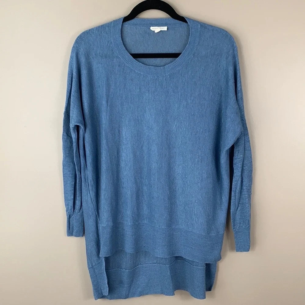 Eileen Fisher blue oversized linen long sleeve sweater sz xs